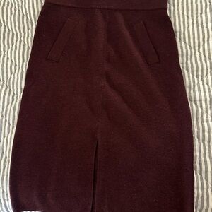 Burgundy Wool Pencil Skirt